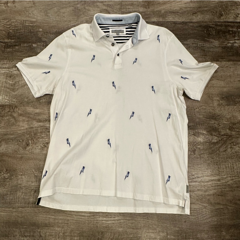 Ted Baker Women's Scraffy Cockatoo Embroidered Polo Size 6 (C)